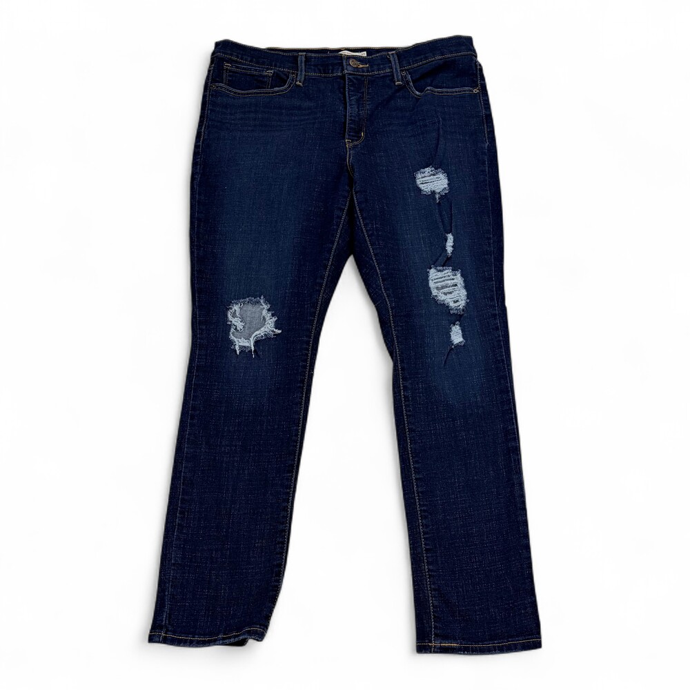 Levi's Plus Skinny Jeans 33 Dark Wash Distressed‎